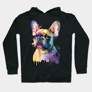 Rainbow French Bulldog Watercolor Art Hoodie